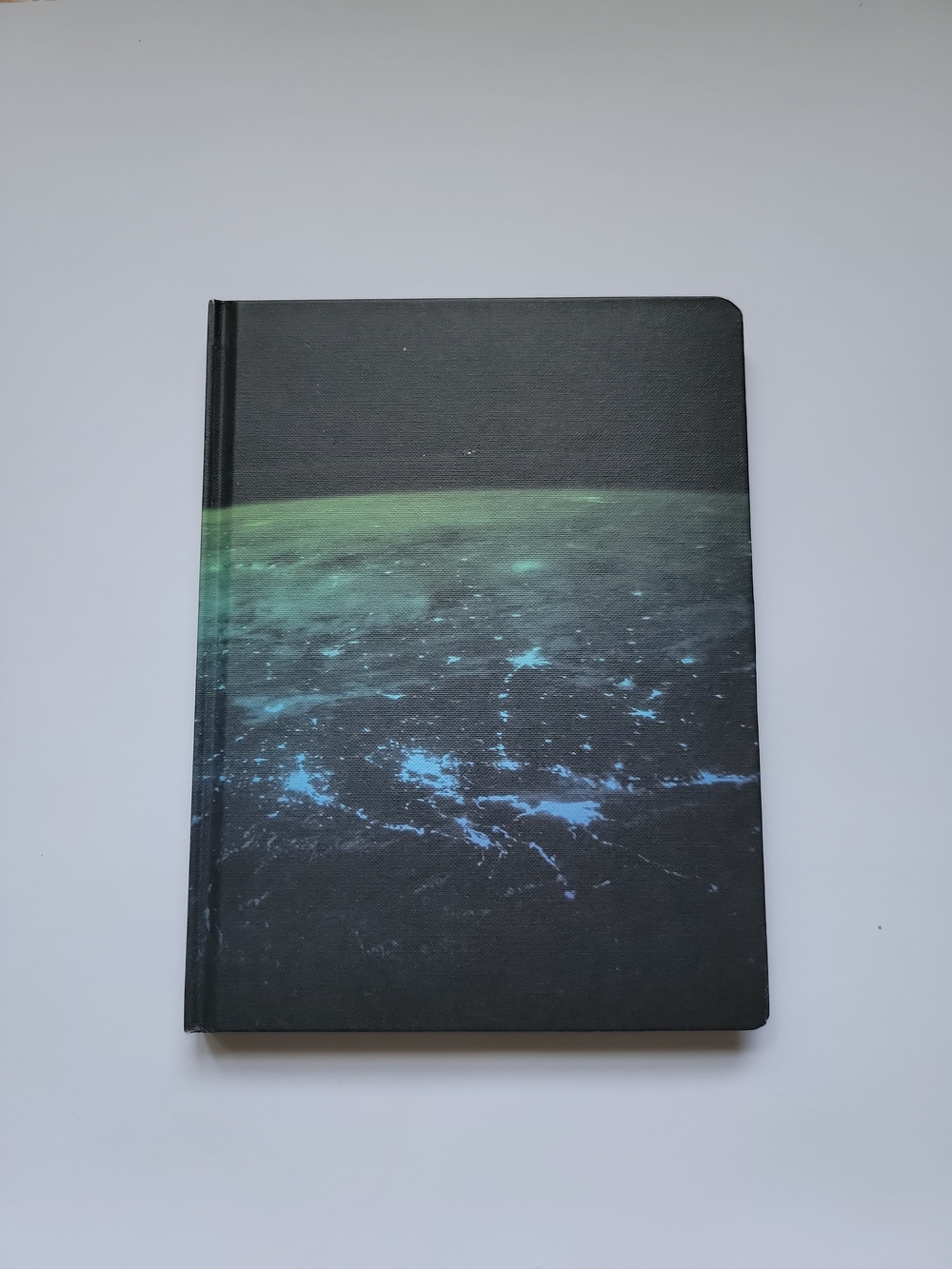 Black Space-Themed Hardcover Notebook - Green & Blue Accent